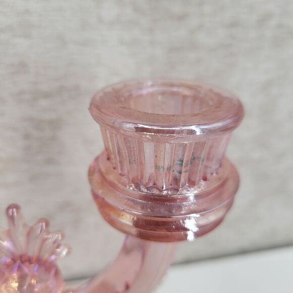 Fenton Pineapple Candlestick Double Pink Glass Candle Holder Vintage Candelabra - Picture 6 of 12